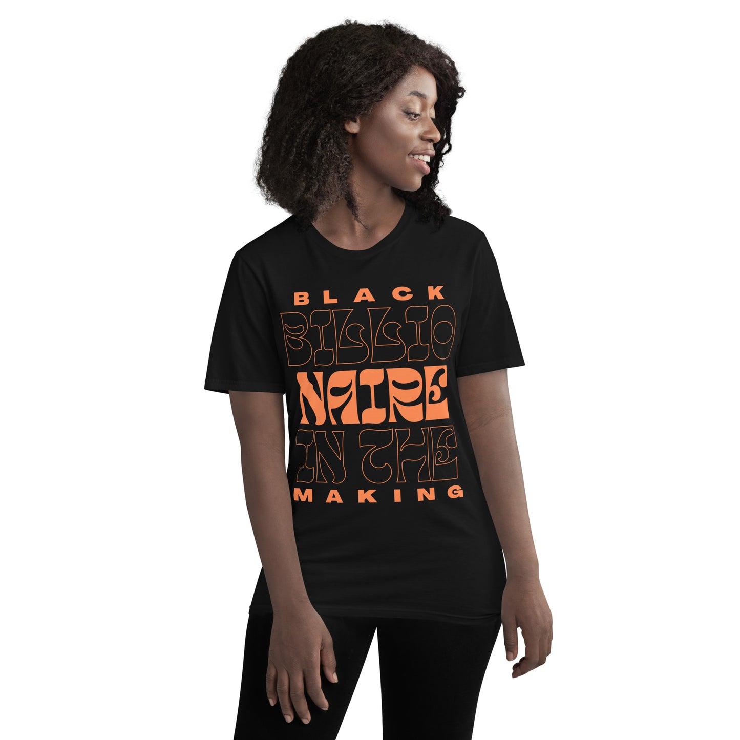 Black Billionaire In The Making In Unisex T-Shirt (Orange On Black)